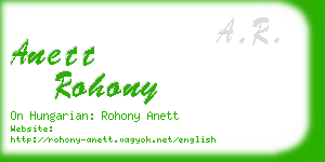 anett rohony business card